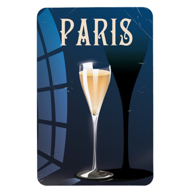 Paris wine drink vintage style travel poster magnet (Vertical)