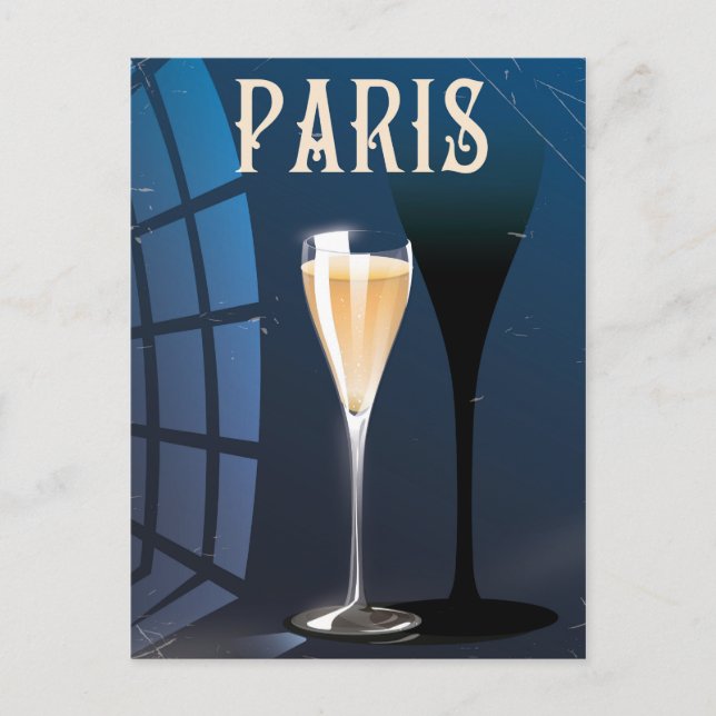 Paris wine drink vintage style travel poster postcard (Front)
