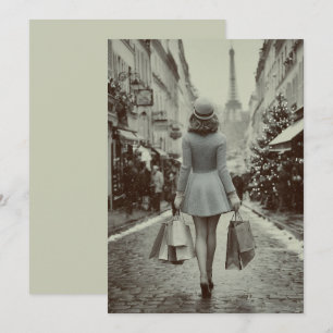 Paris Winter Shopping Stroll Holiday Card