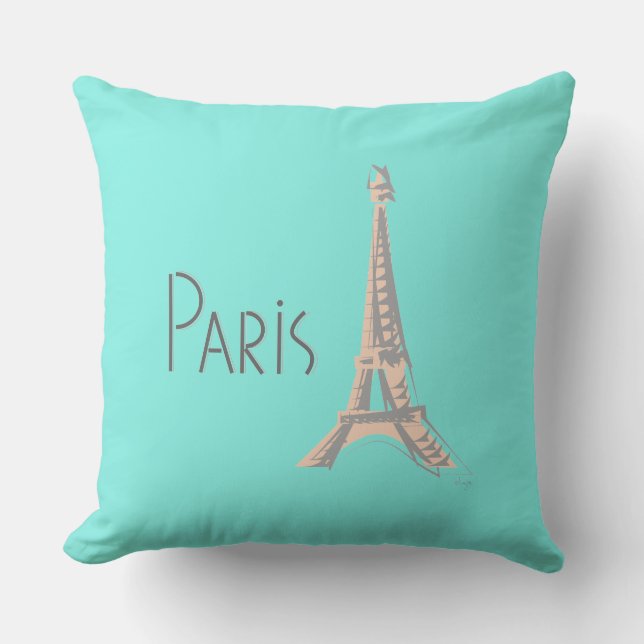 Paris with Eiffel Tower Cushion (Front)