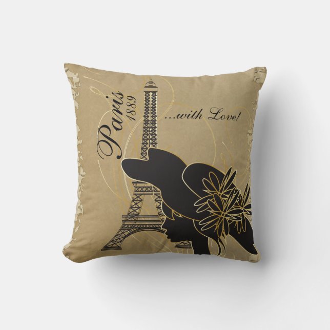 Paris with Love and Silhouette Girl Cushion (Front)