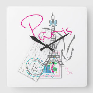 Paris with love, Chic, Modern Square Wall Clock