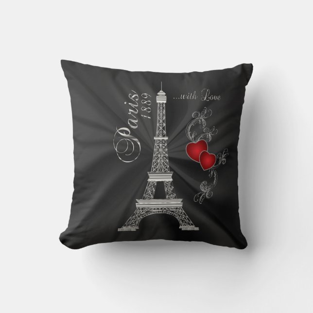 Paris with Love in Metallic Silver Cushion (Front)