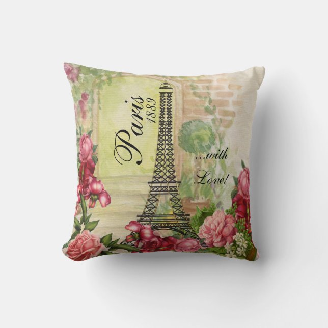 Paris with Love Rose Garden Cushion (Front)