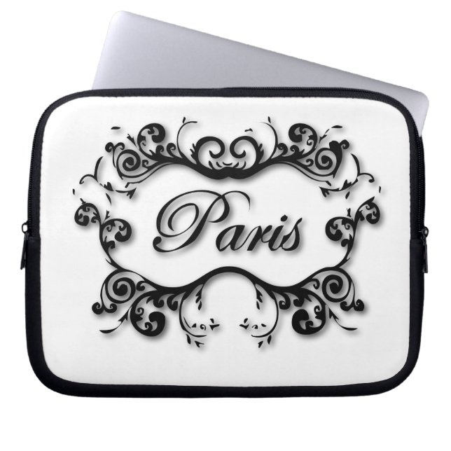 Paris with Scrolls Laptop Sleeve (Front)