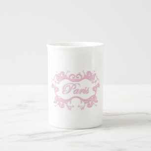 Paris with Scrolls pink Bone China Mug