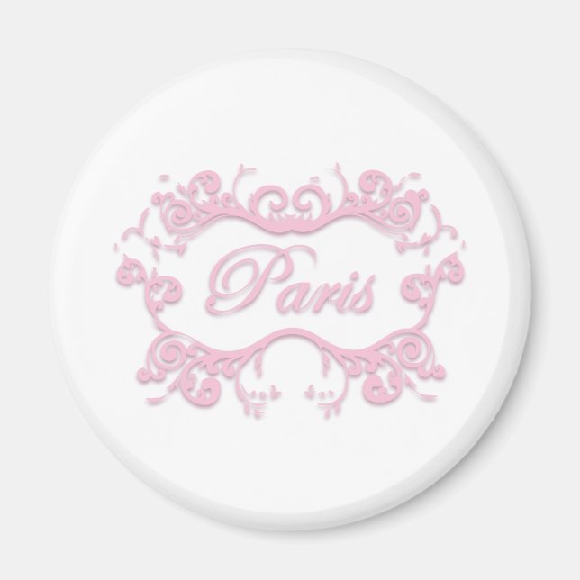 Paris with Scrolls pink Magnet (Front)
