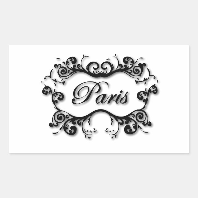 Paris with Scrolls Rectangular Sticker (Front)