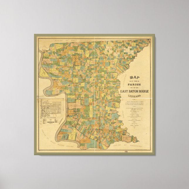Parish of East Baton Rouge, Louisiana Map (1895) Canvas Print (Front)