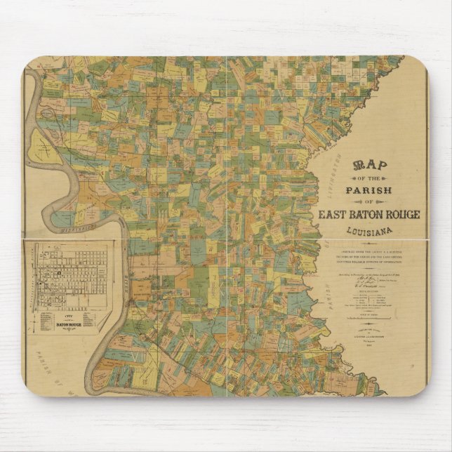 Parish of East Baton Rouge, Louisiana Map (1895) Mouse Mat (Front)