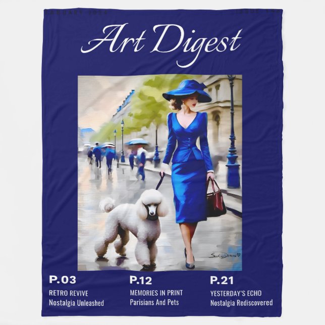 Parisian And Pets Poodle  Fleece Blanket (Front)
