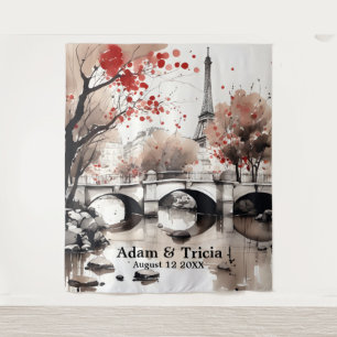 Parisian Autumn Dream Wedding Backdrop Tapestry