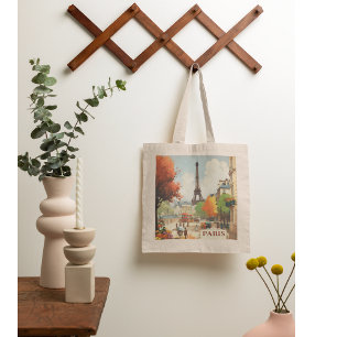 Parisian Autumn Vintage Market Fashion Tote Bag