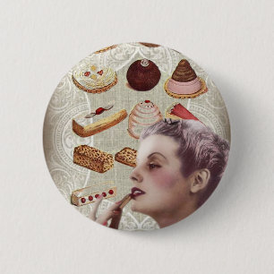 parisian bakery cupcake pastry retro cookies 6 cm round badge