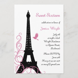 Parisian Birthday Invitation (black and white)