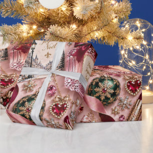 Parisian Blush Pink Christmas Wrapping Paper