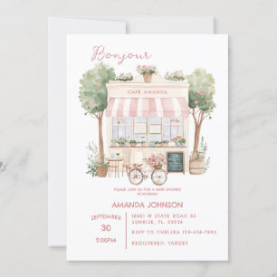 Parisian Cafe Afternoon Baby Shower Invitation