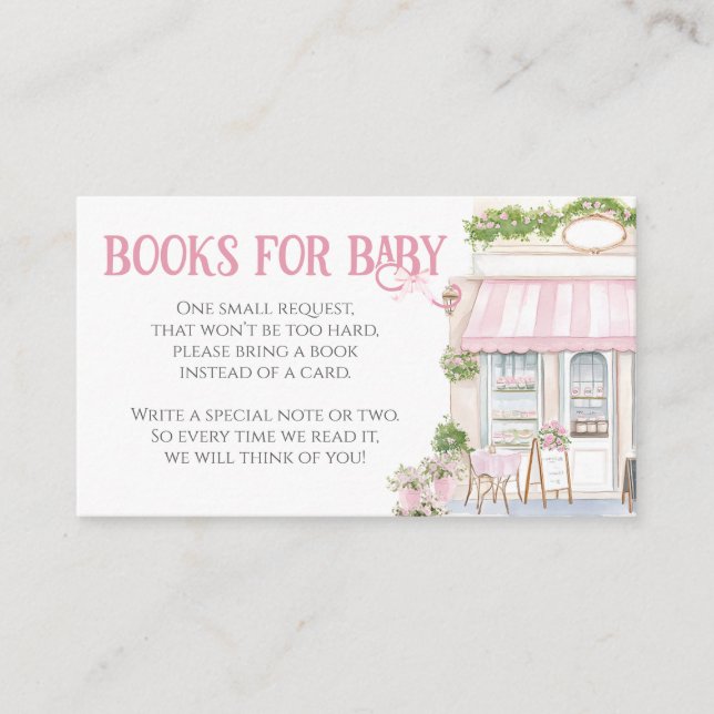 Parisian Cafe Bonjour Bebe Pink Baby Shower Enclosure Card (Front)