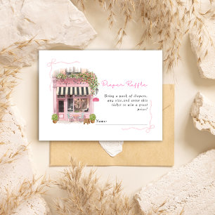 Parisian Cafe Bonjour Bebe Pink Bow Baby Shower Enclosure Card