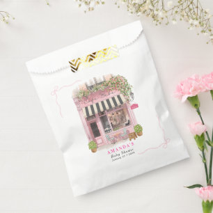 Parisian Cafe Bonjour Bebe Pink Bow Baby Shower Favour Bags