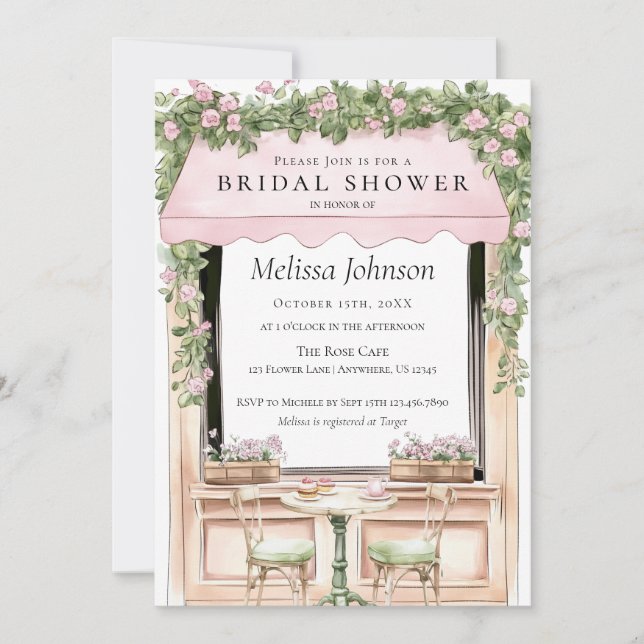 Parisian Café Bridal Shower Invitation (Front)