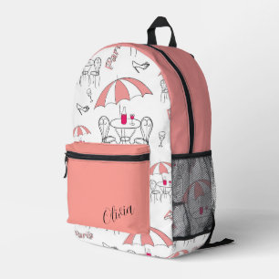 Parisian Café Daydream  Printed Backpack