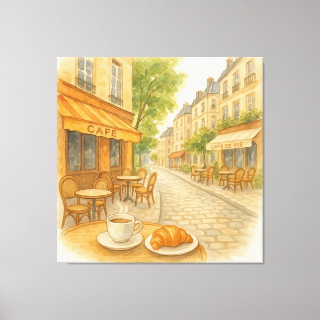 Parisian Café Morning Canvas Print (Front)