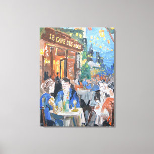 Parisian Cafe Terrace Expressionist Canvas Print