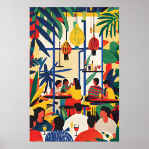 Parisian Café Vibes Maximalist Wall Print - Bold