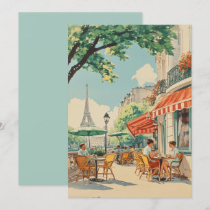 Parisian Café with Eiffel View Card