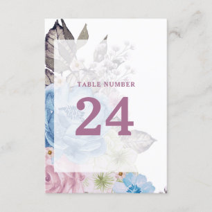 Parisian Charm Blue Floral Wedding Table Numbers