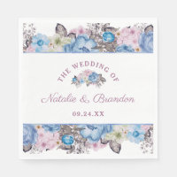 Parisian Charm Blue & Pink Floral Wedding Monogram