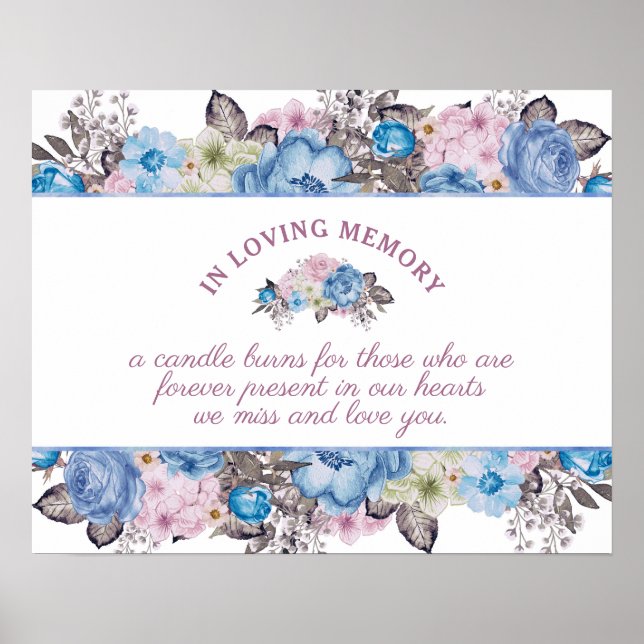Parisian Charm Blue & Pink In Loving Memory Sign (Front)