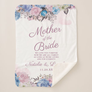 Parisian Charm Blue & Pink Mother of the Bride Sherpa Blanket