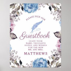 Parisian Charm Blue & Pink Sign our Guestbook Sign