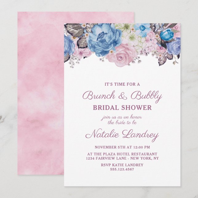 Parisian Charm Chic Brunch & Bubbly Bridal Shower Invitation (Front/Back)