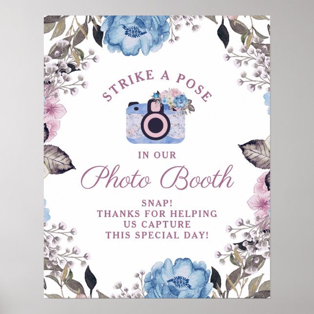 Parisian Charm Floral Photo Booth Wedding Sign (Front)