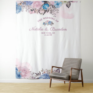 Parisian Charm Floral Wedding Photo Booth Backdrop Tapestry