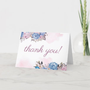 Parisian Charm Flroal Custom Wedding Photo Thank You Card