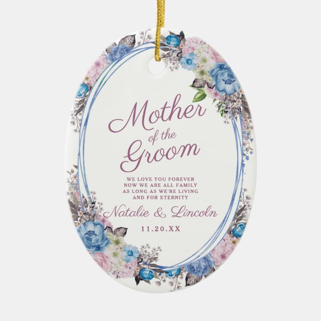 Parisian Charm Keepsake Mother of the Groom Quote Ceramic Tree Decoration (Front)