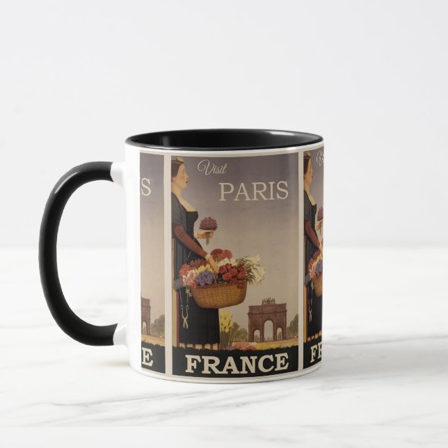 Parisian Charm: Vintage France Travel with Woman  Mug (Left)