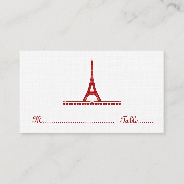Parisian Chic Place Card, Red Place Card (Front)