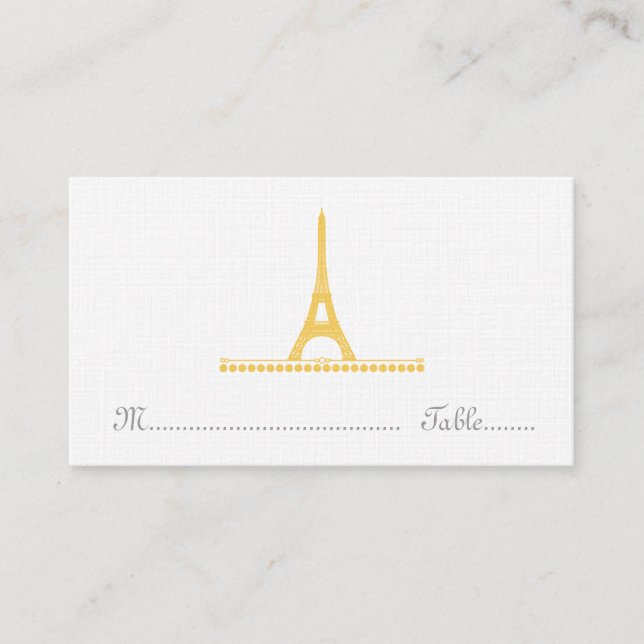 Parisian Chic Place Card, Yellow Card (Front)
