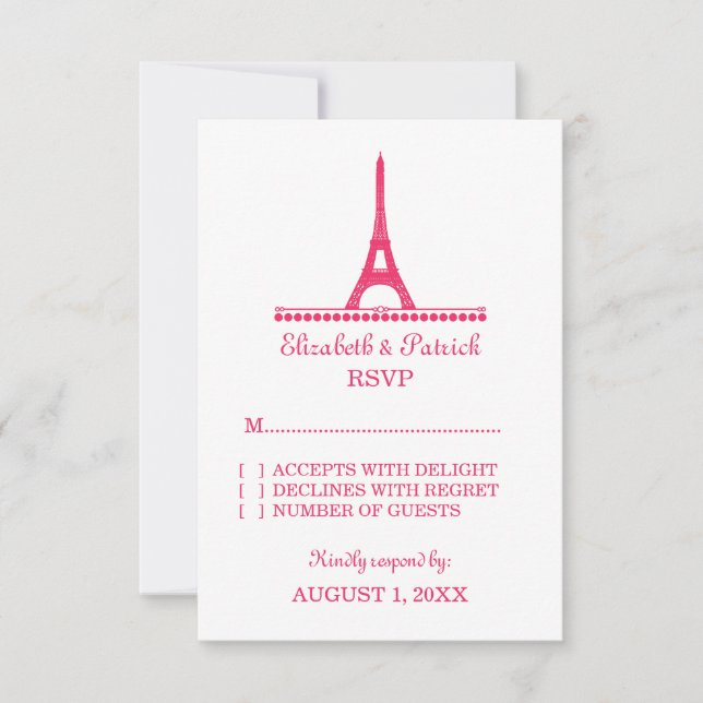 Parisian Chic Response Card, Pink (Front)