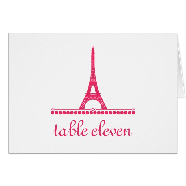 Parisian Chic Table Number Card, Pink (Front Horizontal)
