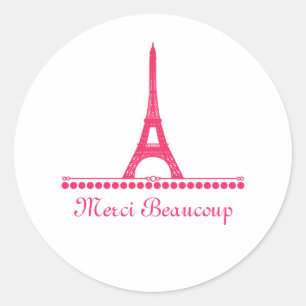 Parisian Chic Thank You Stickers, Pink Classic Round Sticker