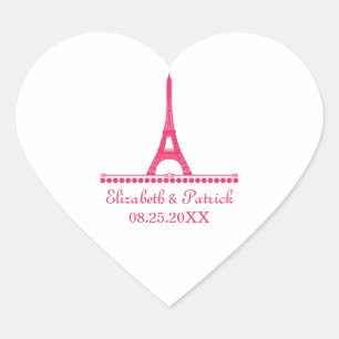 Parisian Chic Wedding Stickers, Pink Heart Sticker