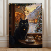 Parisian Christmas Cat – Whimsical Black Cat Café