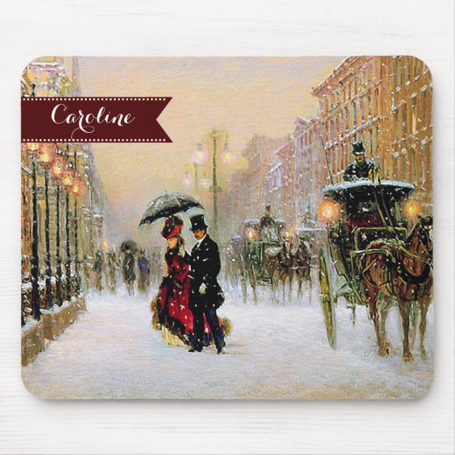Parisian Christmas Scene Custom Gift Mouse Mat (Front)