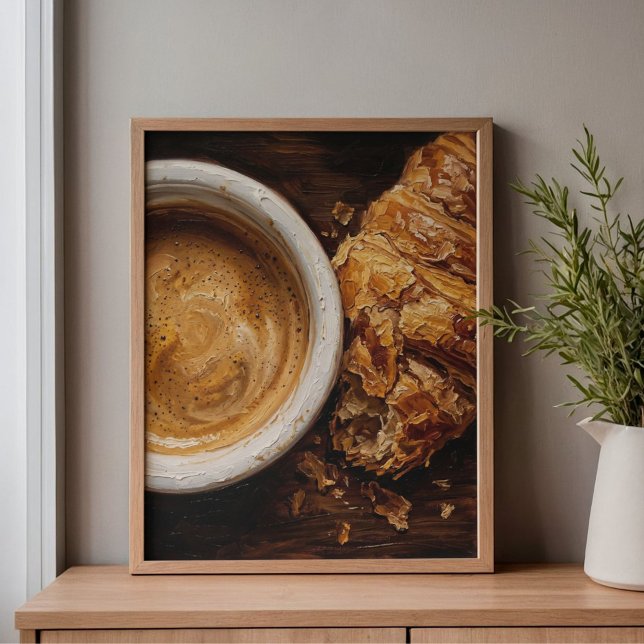 Parisian Coffee & Croissant Art Canvas Print (Creator Uploaded)